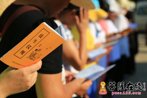 跟随法师唱诵放生仪规