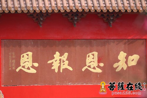 赵朴初题写"知恩报恩"(图片来源:菩萨在线摄影:妙善)