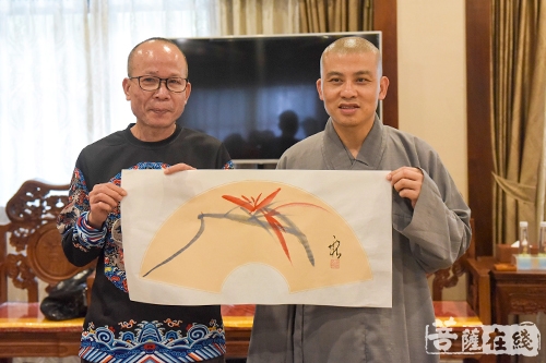 佛教-当代岭南书画四大家廖强参访珠海普陀寺
