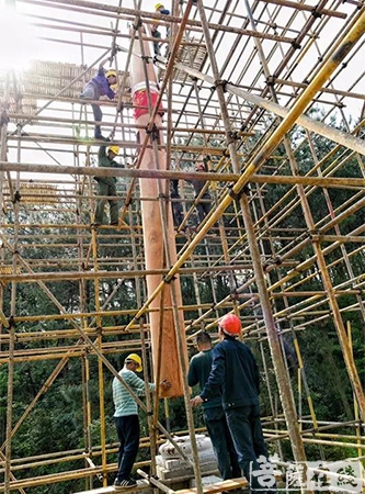 宁国-安徽宁国南五台寺举行钟、鼓二楼立柱启动仪式