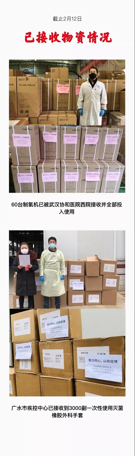 疫情-“勠力同心 以战疫情” 援助行动进展公告