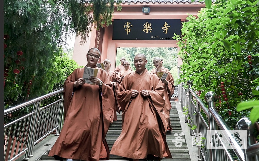 佛教-浙江省嵊州市常乐寺和新昌县平顶寺僧众组织学习