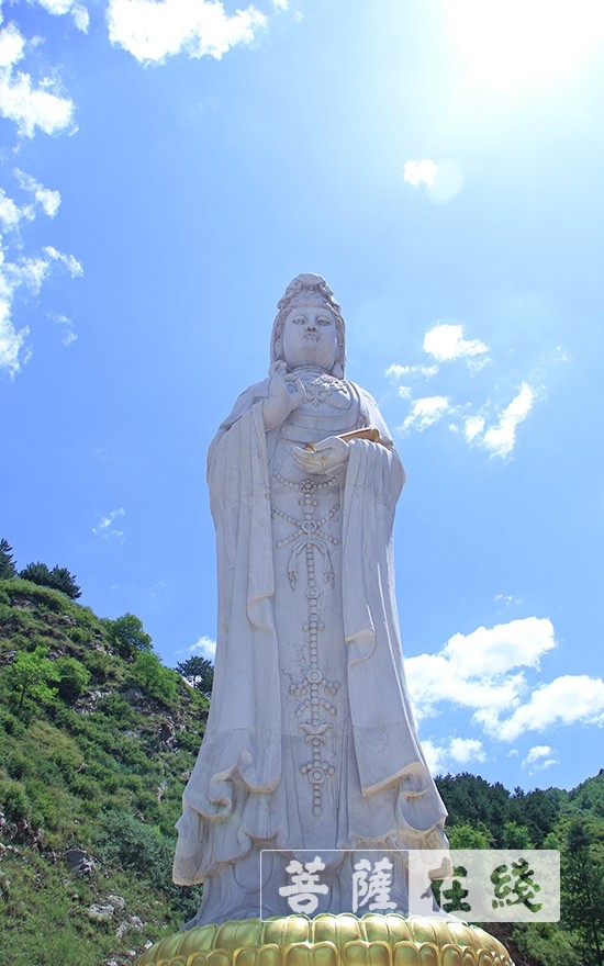 山坳处的郁郁葱葱掩映着五台山最殊胜的观音菩萨像宝光禅寺天王殿曾经