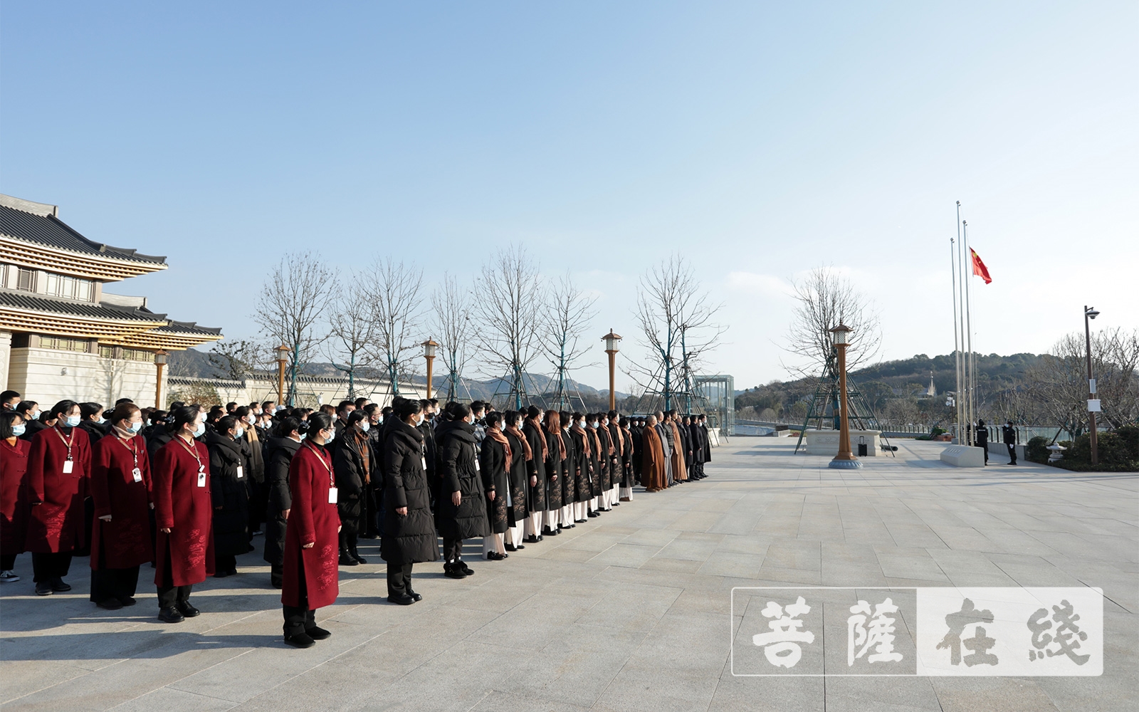 佛教-2021年元旦普陀山佛教协会举行升国旗仪式