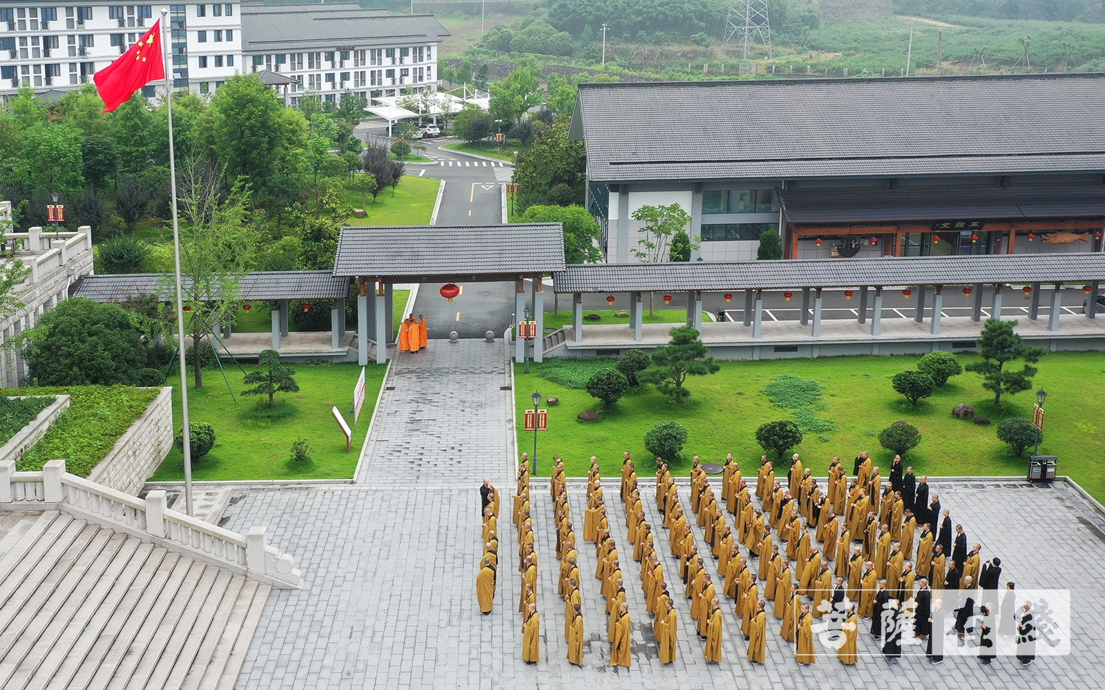 中国共产党-升国旗 看直播 浙江佛学院(总部)庆祝中国共产党成立100周年