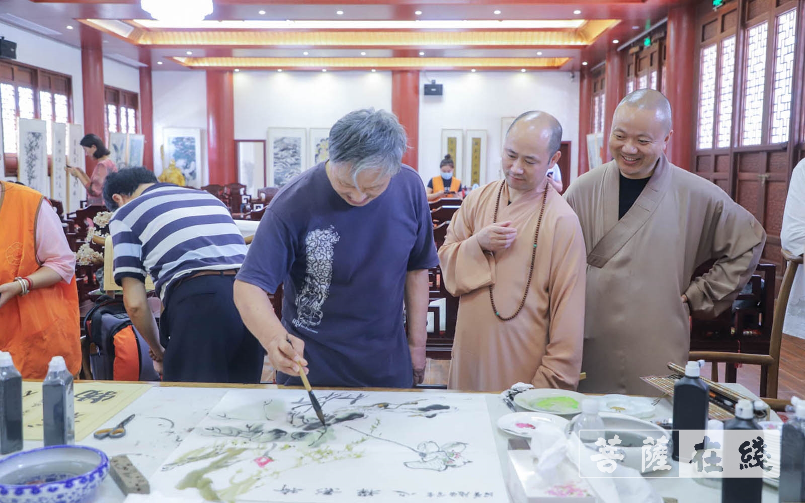佛教-上海隆庆寺举行书画“荷”影、人文“养”心 ——庆祝建党百年文化活动