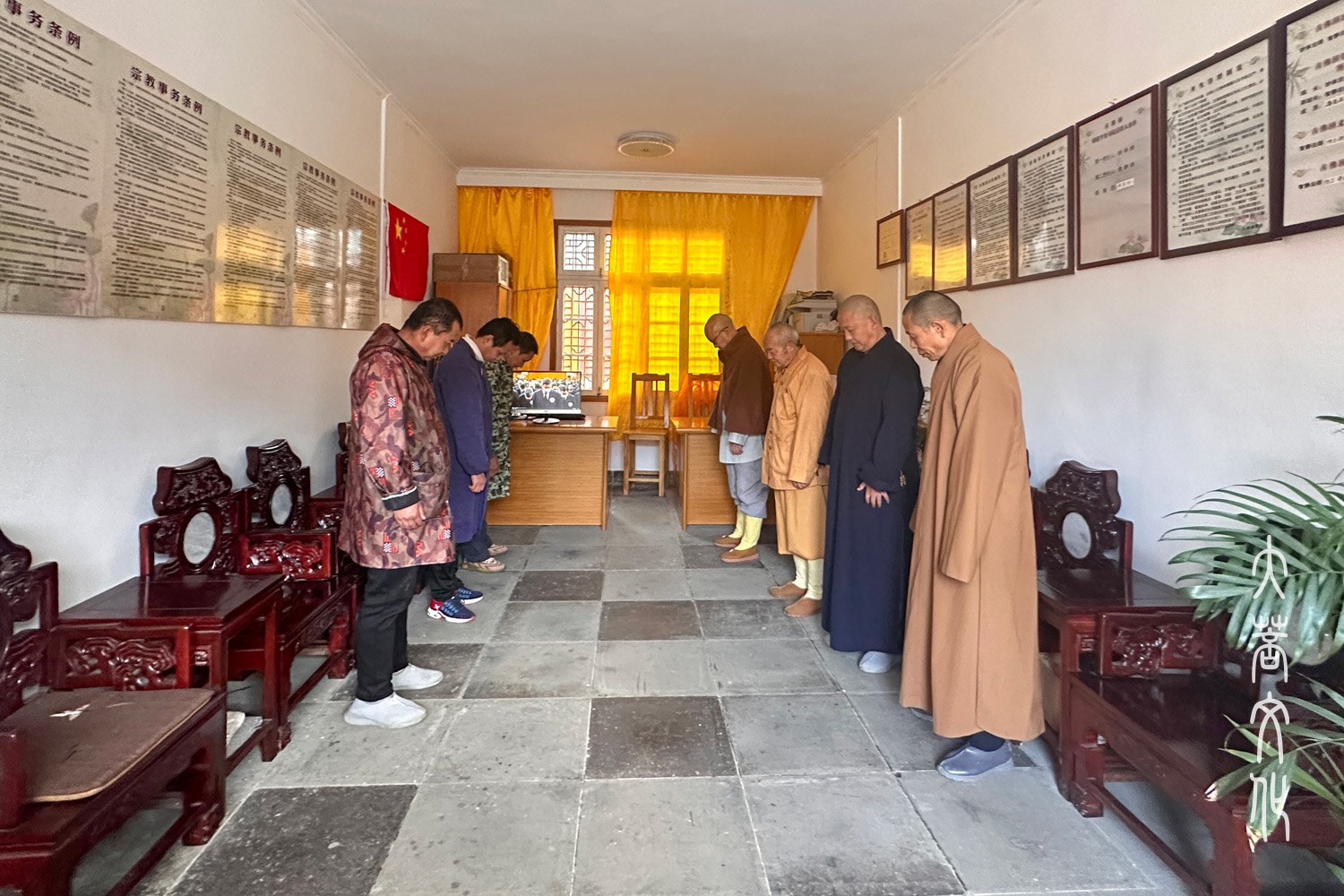 普陀山-沉痛哀悼、深切缅怀——普陀山佛教协会组织收看江泽民同志追悼大会现场直播
