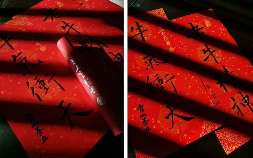 春联结缘 养立法师亲笔“牛气冲天 老牛精神”