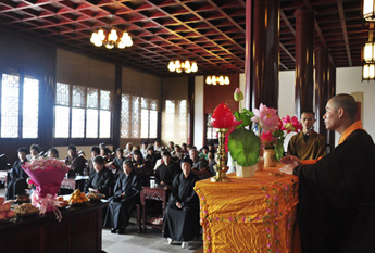 寒山寺正信法师赴姜堰观音寺宣讲心经
