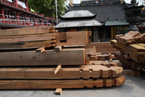 上海南山古寺正在修建中的钟鼓楼基础基本完成