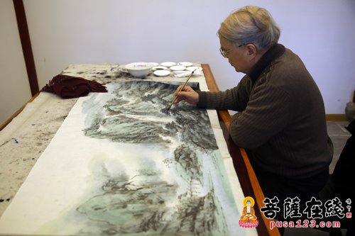 挥毫泼墨 上海南山古寺举行迎新书画笔会活动