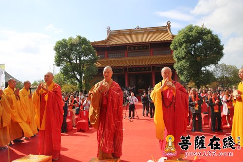 摄影-江苏南通江心寺举行首届九九重阳孝道文化节