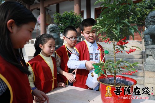 植树节-植树节学雷锋 厦门五中附小学生走进鸿山寺做义工增福报