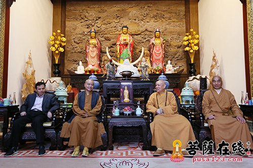 佛教-宽静法师一行参访普陀山 诚邀道慈大和尚赴澳交流