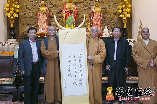 佛教-宽静法师一行参访普陀山 诚邀道慈大和尚赴澳交流